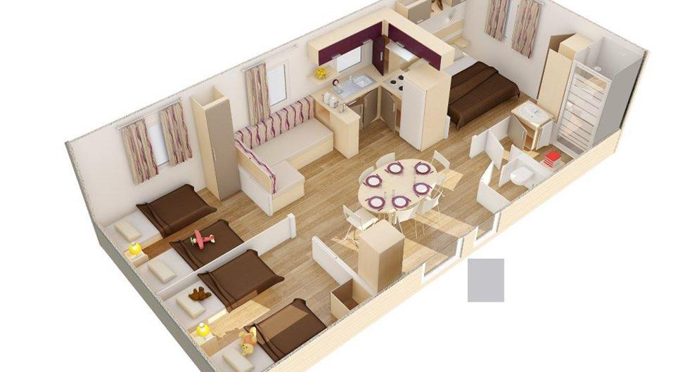 Camping Côte de Granit Rose Mobil avec piscine couverte - 3 chambres emplacement 13 plan - Camping Armor Loisirs